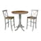 International Concepts Round 36 in Rd Pedestal Bar Ht Table, 2 X-Back Bar Ht Stools, Hickory/Stone, 36 in W, 36 in L, Wood K41-36RT-6B-S6133-2 - alternate 1